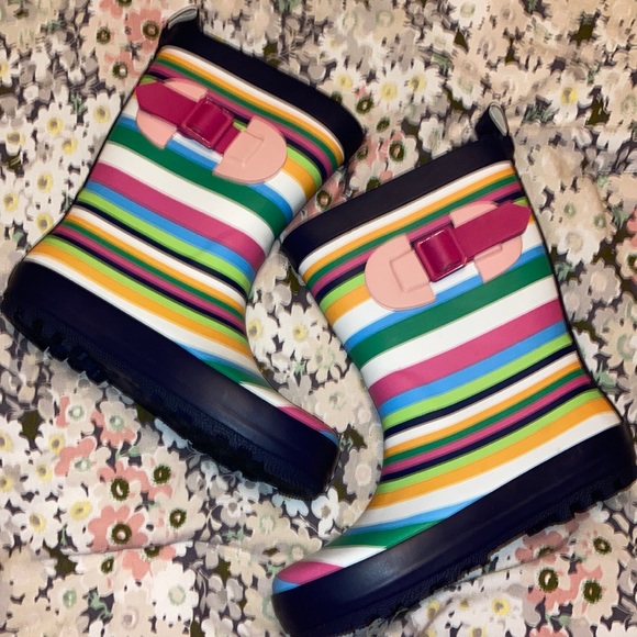 NWOT kids SUN SQUAD striped rain boots size 9/10 - Picture 1 of 4